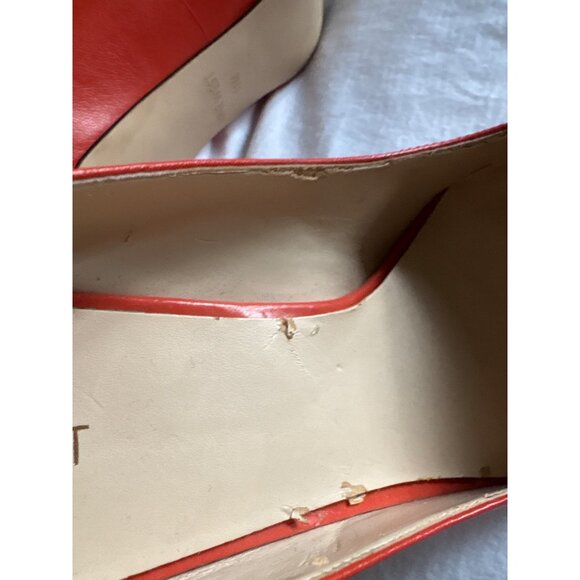 Orange Leather Pointed-Toe High Heels Size 11 Nine West Kitten Heel - Picture 12 of 12